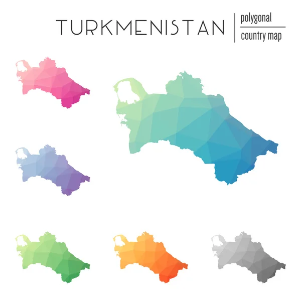 Serie di mappe del Turkmenistan poligonale vettoriale . — Vettoriale Stock