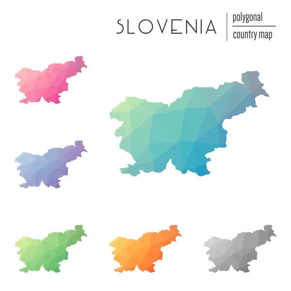 Ensemble de cartes vectorielles polygonales Slovénie . — Image vectorielle
