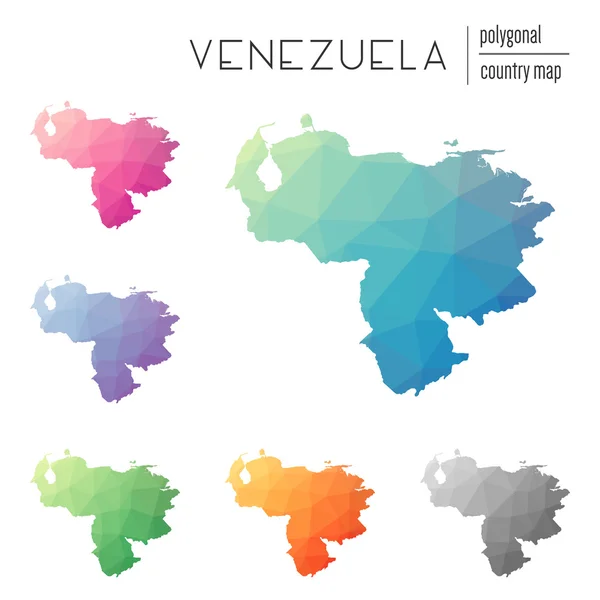 Serie di mappe vettoriali poligonali Venezuela, Repubblica Bolivariana . — Vettoriale Stock