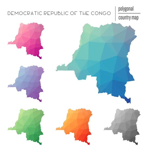Vektör çokgen Kongo seti, Demokratik Cumhuriyet haritalar. — Stok Vektör