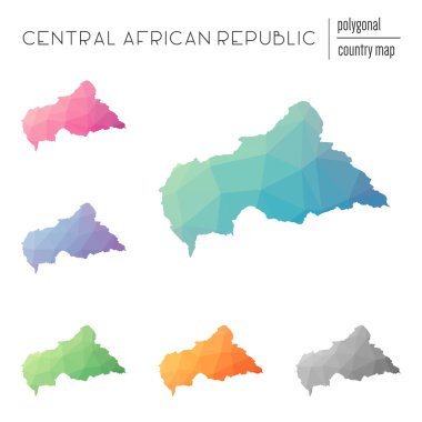 Vektör çokgen Orta Afrika Cumhuriyeti haritaları kümesi.