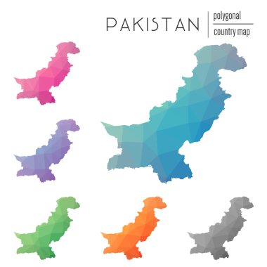 Vektör çokgen Pakistan haritaları kümesi.