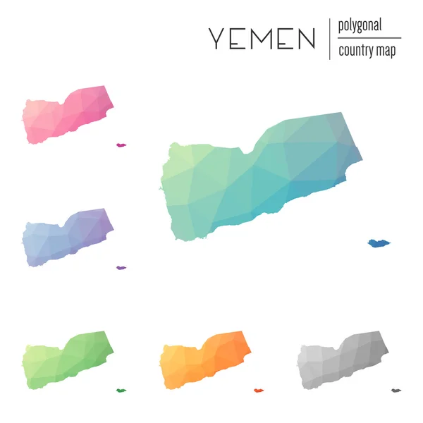 Serie di mappe dello Yemen poligonale vettoriale . — Vettoriale Stock