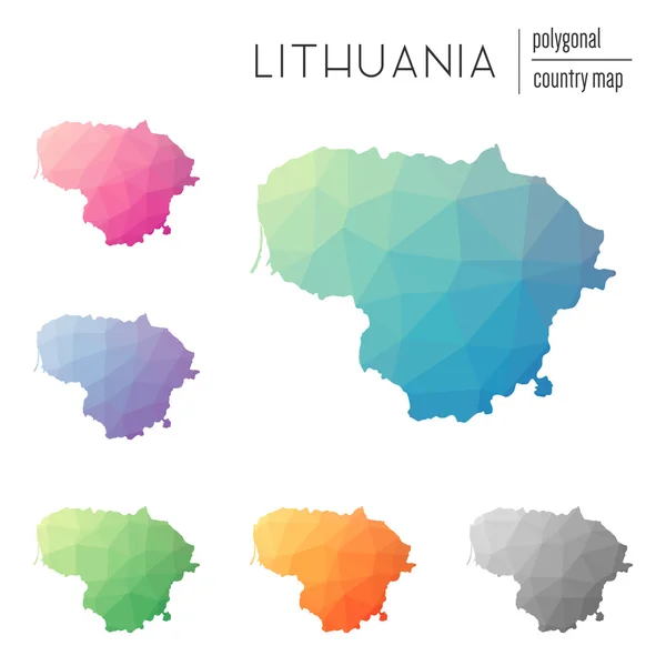 Ensemble de cartes vectorielles de la Lituanie polygonale . — Image vectorielle
