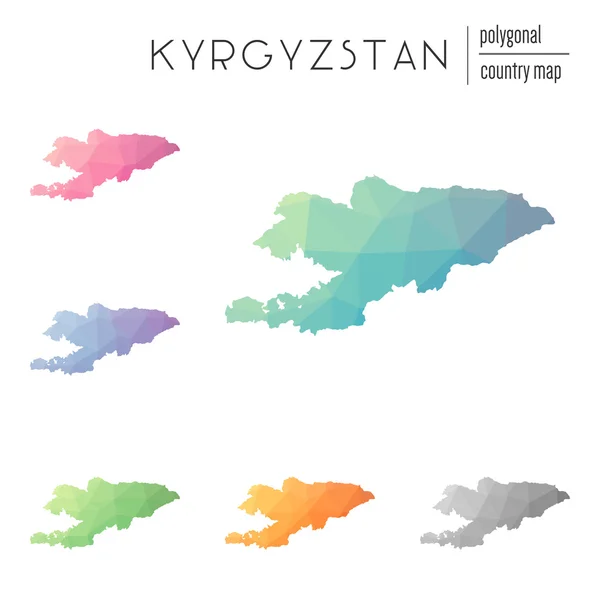 Ensemble de cartes vectorielles polygonales Kirghizistan . — Image vectorielle