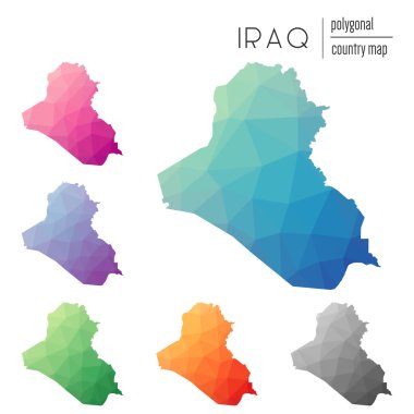Vektör çokgen Irak haritaları kümesi.