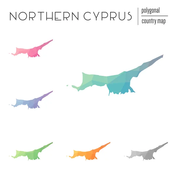 Uppsättning av vektor månghörnigt Nordcypern kartor. — Stock vektor