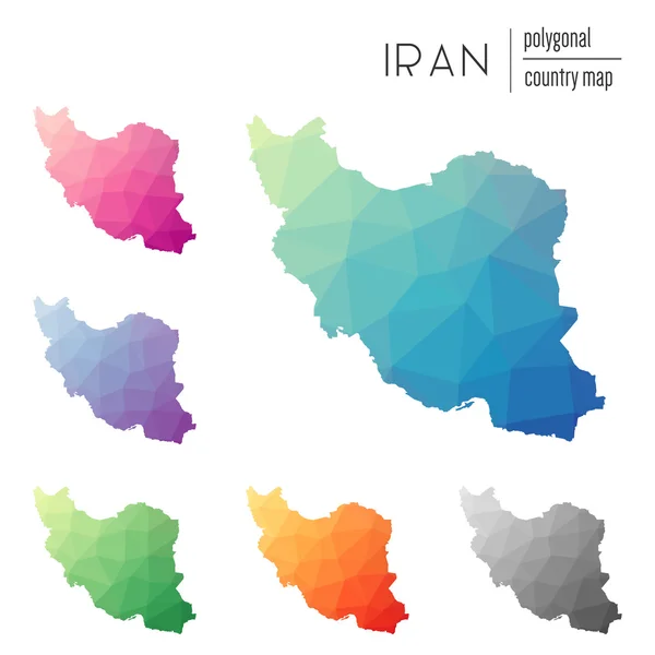 Set of vector polygonal Iran, Islamic Republic Of maps. — Stock Vector