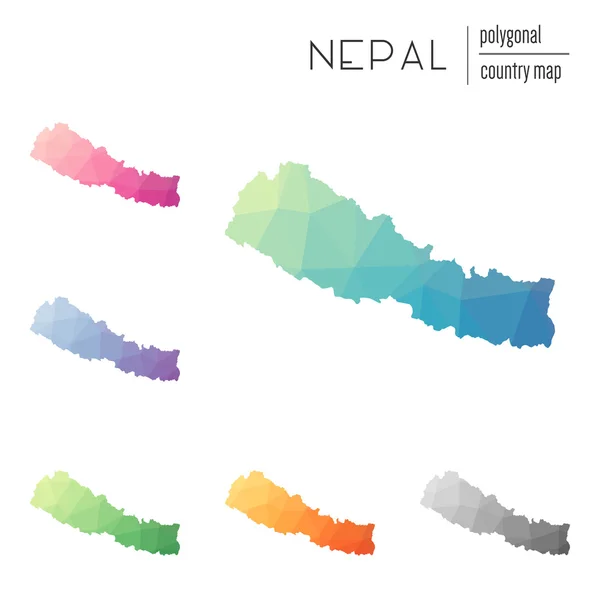 Vektör poligonal Nepal haritaların seti. — Stok Vektör