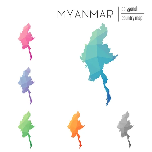 Vektor-polygonale Myanmar-Karten. — Stockvektor