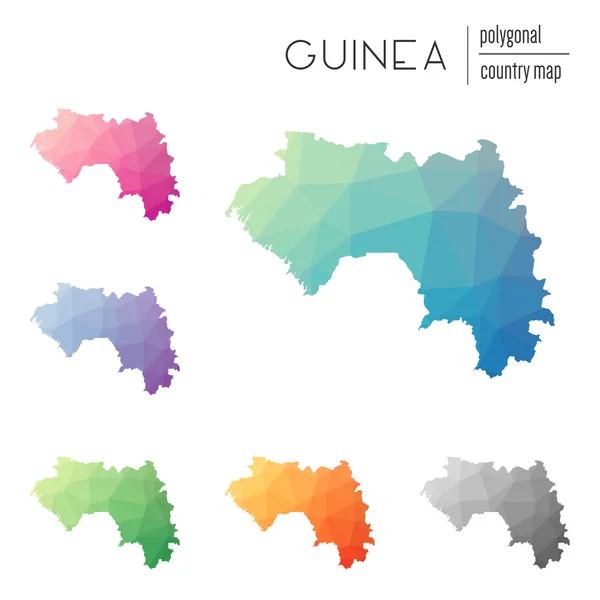 Набор векторных полигональных карт Гвинеи . — стоковый вектор