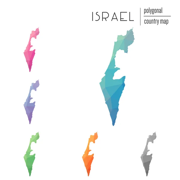 Ensemble de cartes vectorielles polygonales Israël . — Image vectorielle