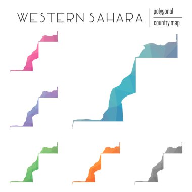 Vektör poligonal Batı Sahra haritaların seti.