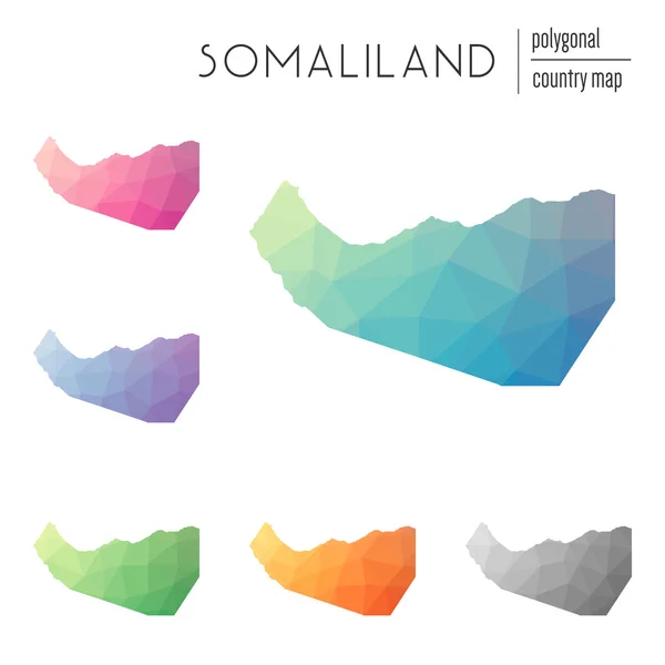 Ensemble de cartes vectorielles polygonales du Somaliland . — Image vectorielle