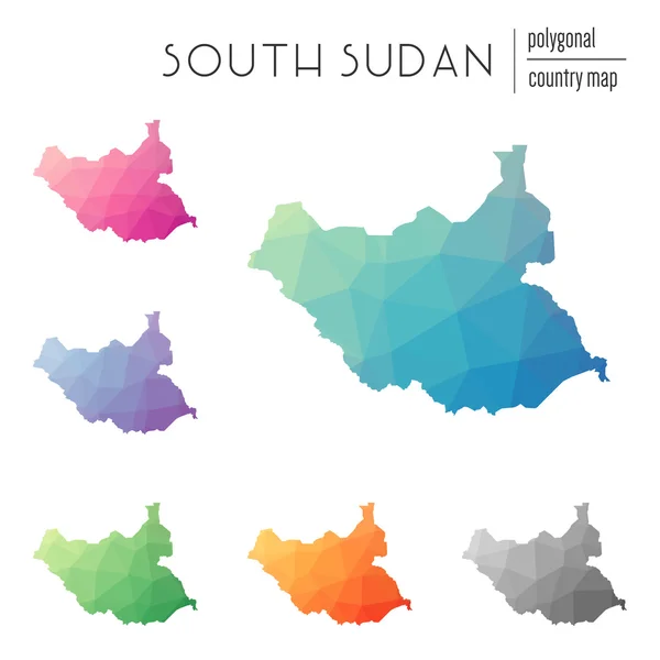 Набор векторных многоугольных карт Южного Судана . — стоковый вектор