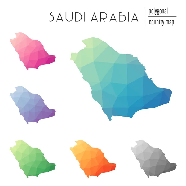 Conjunto de mapas poligonales vectoriales de Arabia Saudita . — Vector de stock