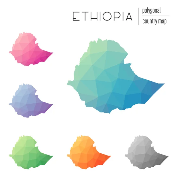 Conjunto de mapas poligonales vectoriales de Etiopía . — Archivo Imágenes Vectoriales
