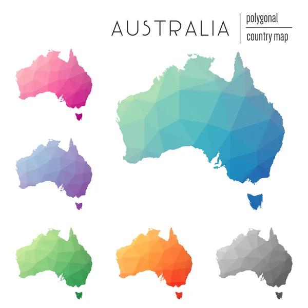 Satz von vektorpolygonalen Australien-Karten. — Stockvektor