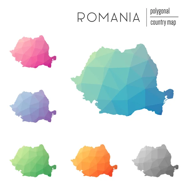 Vektor-polygonale Rumänien-Karten. — Stockvektor