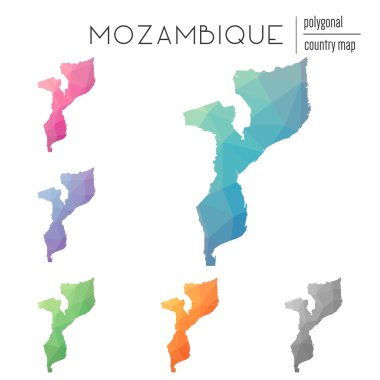 Vektör poligonal Mozambik haritaların seti.
