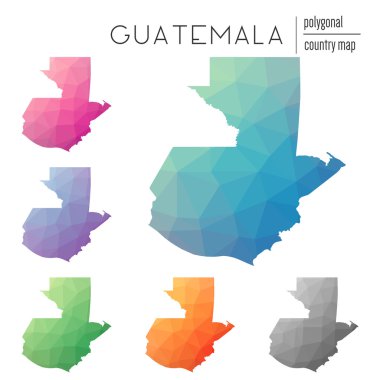 Vektör poligonal Guatemala haritaların seti.