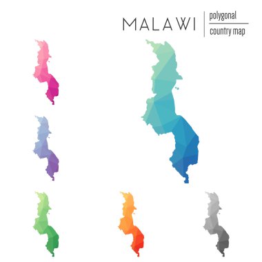 Vektör poligonal Malavi haritaların seti.