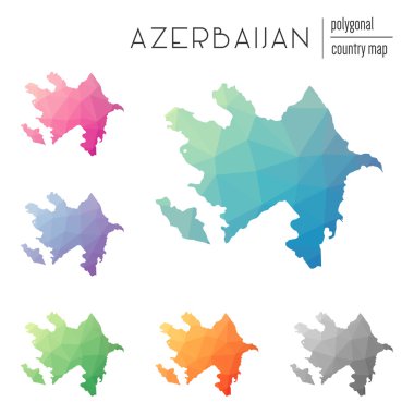 Vektör poligonal Azerbaycan haritaların seti.
