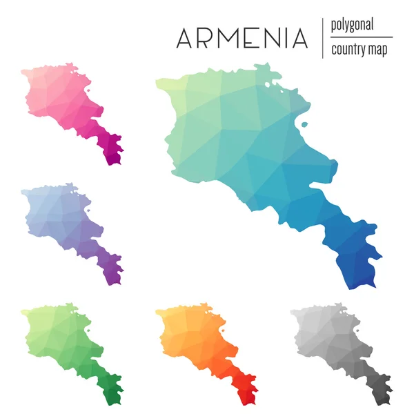 Serie di mappe dell'Armenia poligonale vettoriale . — Vettoriale Stock