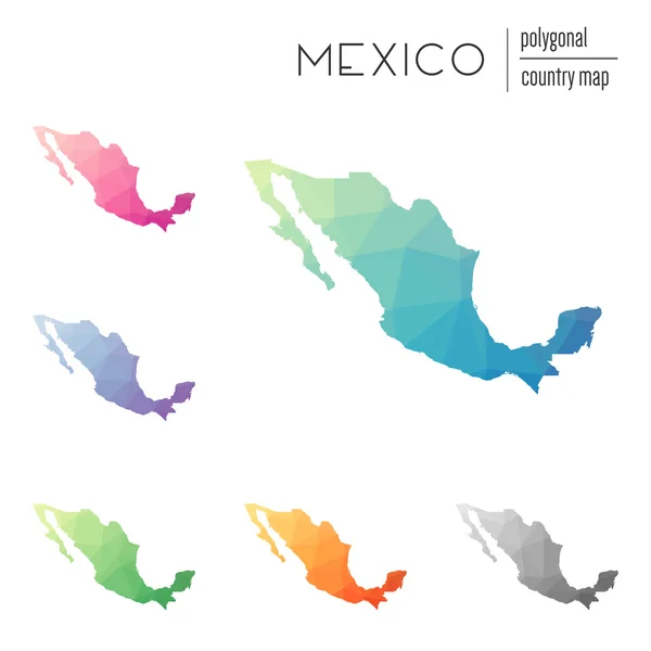 Set of vector polygonal Mexico maps. — Stock Vector