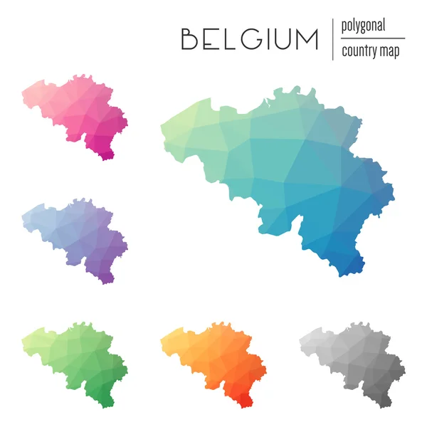 Ensemble de cartes vectorielles polygonales Belgique . — Image vectorielle