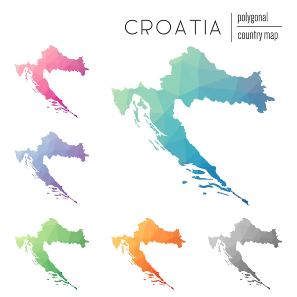 Set of vector polygonal Croatia maps. — Stock Vector