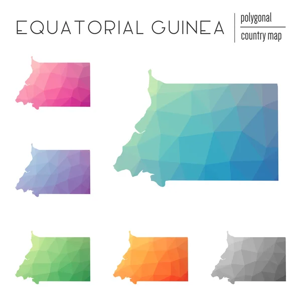 Набор векторных полигональных карт Экваториальной Гвинеи . — стоковый вектор