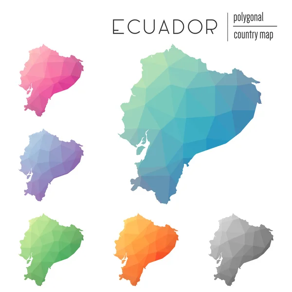 Conjunto de mapas vectoriales poligonales de Ecuador . — Archivo Imágenes Vectoriales