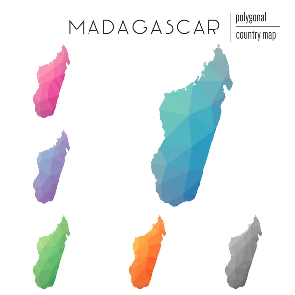 Ensemble de cartes vectorielles polygonales Madagascar . — Image vectorielle
