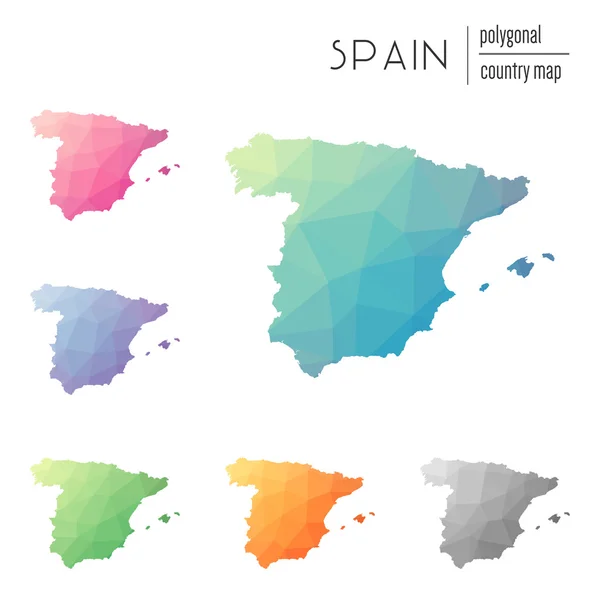 Набор векторных полигональных карт Испании . — стоковый вектор