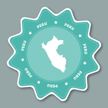 Peru Haritası etiket modaya uygun renklerde.