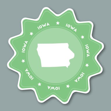 Modaya uygun renklerde Iowa harita etiketi.