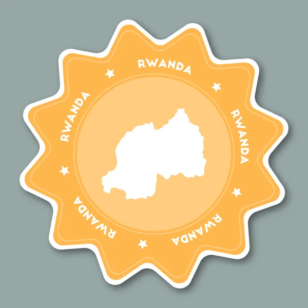 Modaya uygun renklerde Ruanda harita etiketi. — Stok Vektör