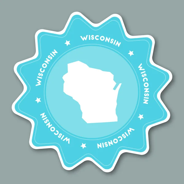 Wisconsin mapa adesivo em cores da moda . — Vetor de Stock