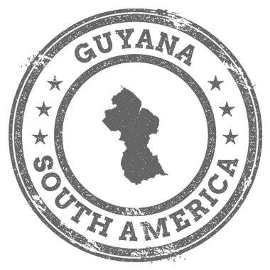 Guyana grunge lastik damgası harita ve metin.