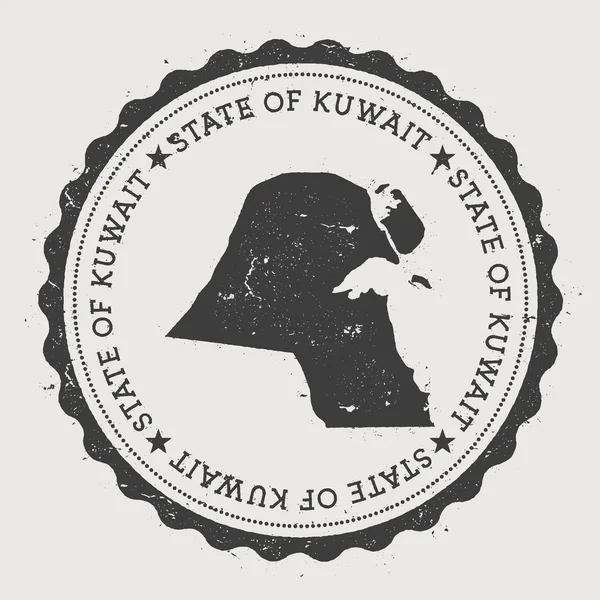 Kuwait Hipster runde Gummimarke mit Länderkarte. — Stockvektor