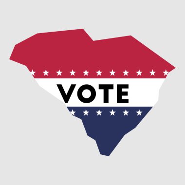 Vote South Carolina state map outline. clipart