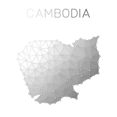 Kamboçya poligonal vektör harita.