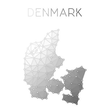 Danimarka poligonal vektör harita.