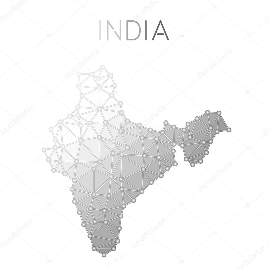India polygonal vector map.