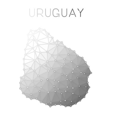Uruguay çokgen vektör haritası.