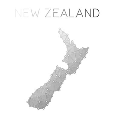 Yeni Zelanda poligonal vektör harita.