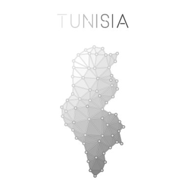 Tunus çokgen vektör haritası.