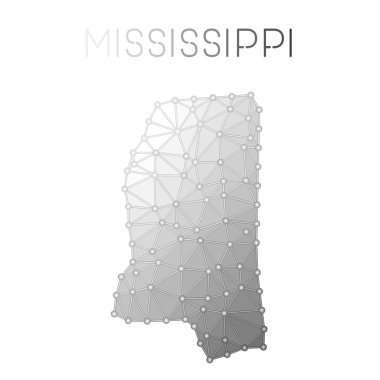 Mississippi çokgen vektör haritası.