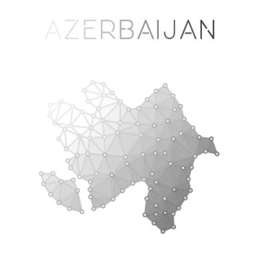 Azerbaycan çokgen vektör haritası.